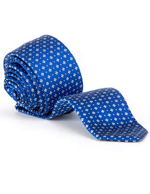 Modrá Kravata Bílé Květy