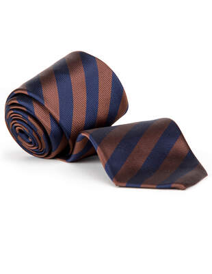 Pruhovaná Kravata Modrohnědá