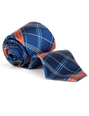 Károvaná Kravata Modrooranžová