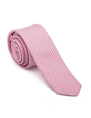 Úzká Růžová Kravata se Vzorem