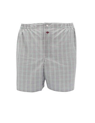 Grey Green White Checkered Boxer Shorts