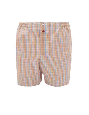 Beige Blue Orange Checkered Boxer Shorts