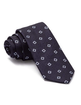 Tmavě Modrá Kravata se Čtverečky