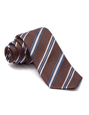 Vzorovaná Kravata Hnědá s Modrobílými Pruhy