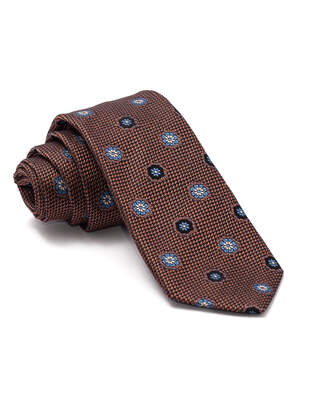 Hnědá Kravata s Květy