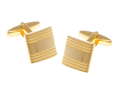 Čtvercové Manžetové Knoflíčky s Pruhy Pozlacené