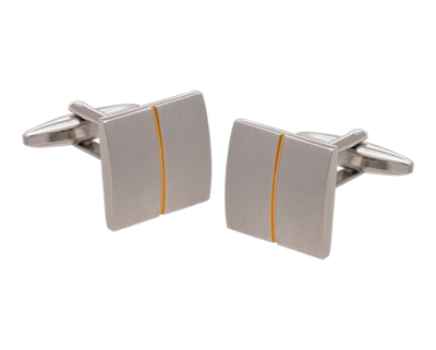 Čtvercové Matné Manžetové Knoflíčky se Zlatou Linkou