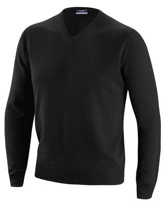 Černý Svetr s Výstřihem do V z Merino Vlny
