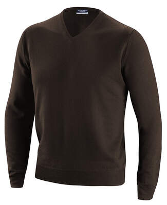 Tmavě Hnědý Svetr s Výstřihem do V z Merino Vlny