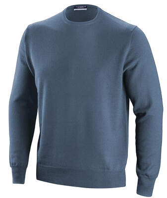 Denim Modrý Svetr s Kulatým Výstřihem z Merino Vlny