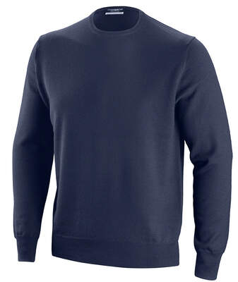 Modrý Svetr s Kulatým Výstřihem z Merino Vlny