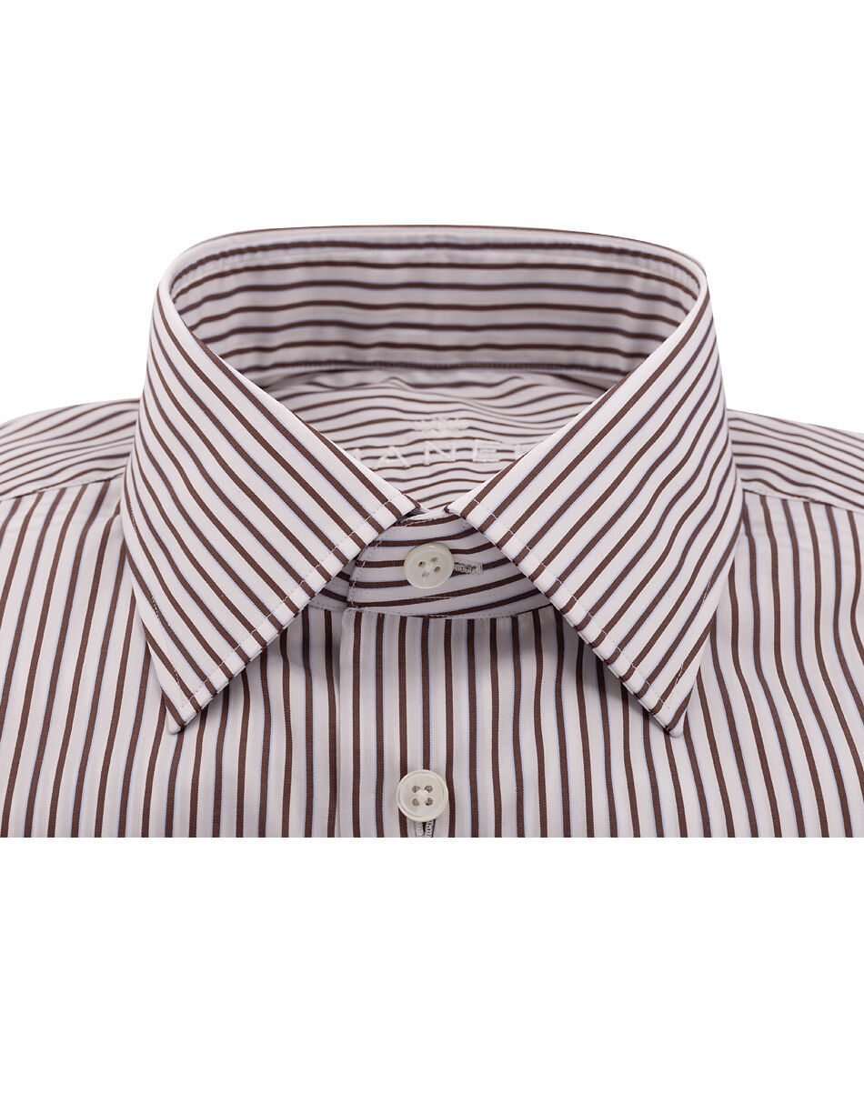 brown and white striped dress shirt Medium Men's Brown Classic Type Stripe French Cuff Dress Shirt - Striped  Dress Shirt