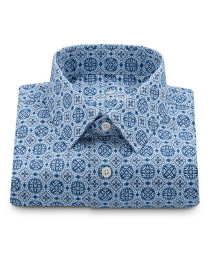 Blue and White Shirt with Pattern
