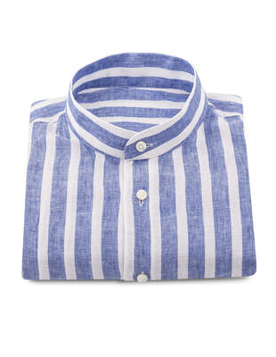 Modrobílá Pruhovaná Lněná Košile