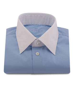 Světle Modrá Košile s Bílým Límcem a Manžetami