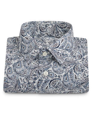 Bílá Košile s Modročerným Tiskem