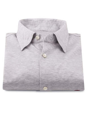 Světle Šedá Hladká Polokošile - Jersey