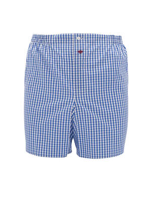 Dark Blue and White Checkered Boxer Shorts
