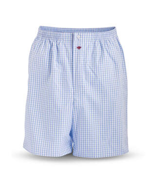 Medium Blue and White Checkered Boxer Shorts