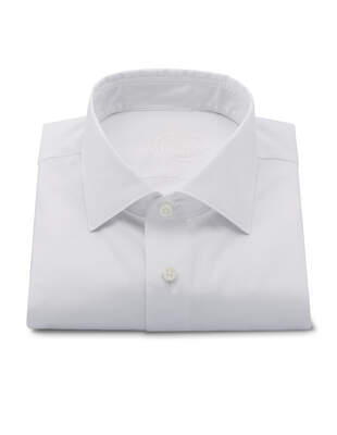 Bílá Hladká Košile Poplin Stretch