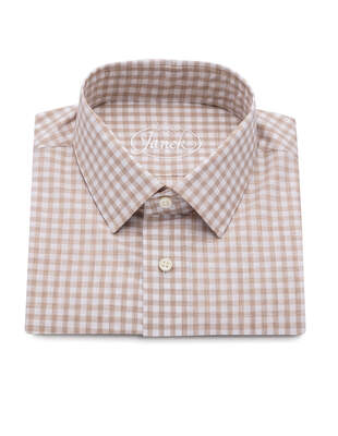 Bílá Světle Hnědá Károvaná Košile