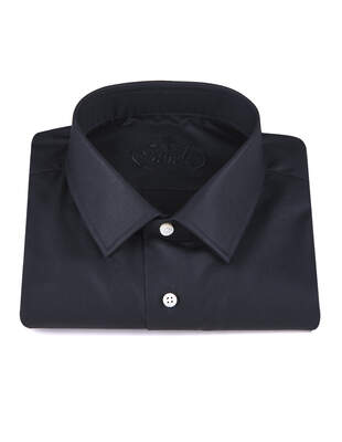 Černá Hladká Košile Poplin