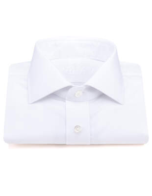 Bílá Hladká Košile Poplin Windsor